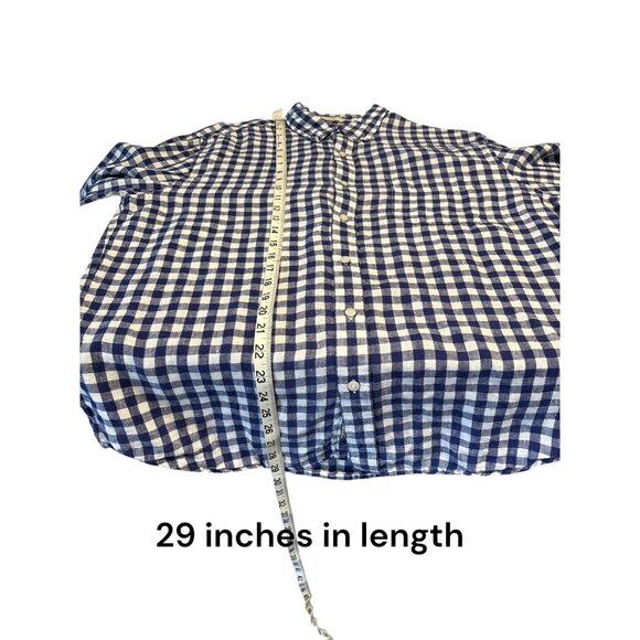 J.Crew Mens Slim Irish Linen Blue Gingham Button-Down Shirt Size L - Picture 9 of 9